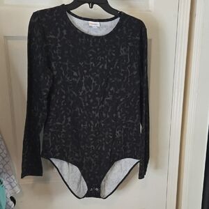 Black and Gray Long Sleeve Bodysuit
